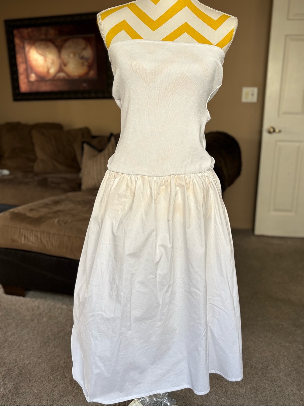WeWoreWhat Strapless White Midi Dress